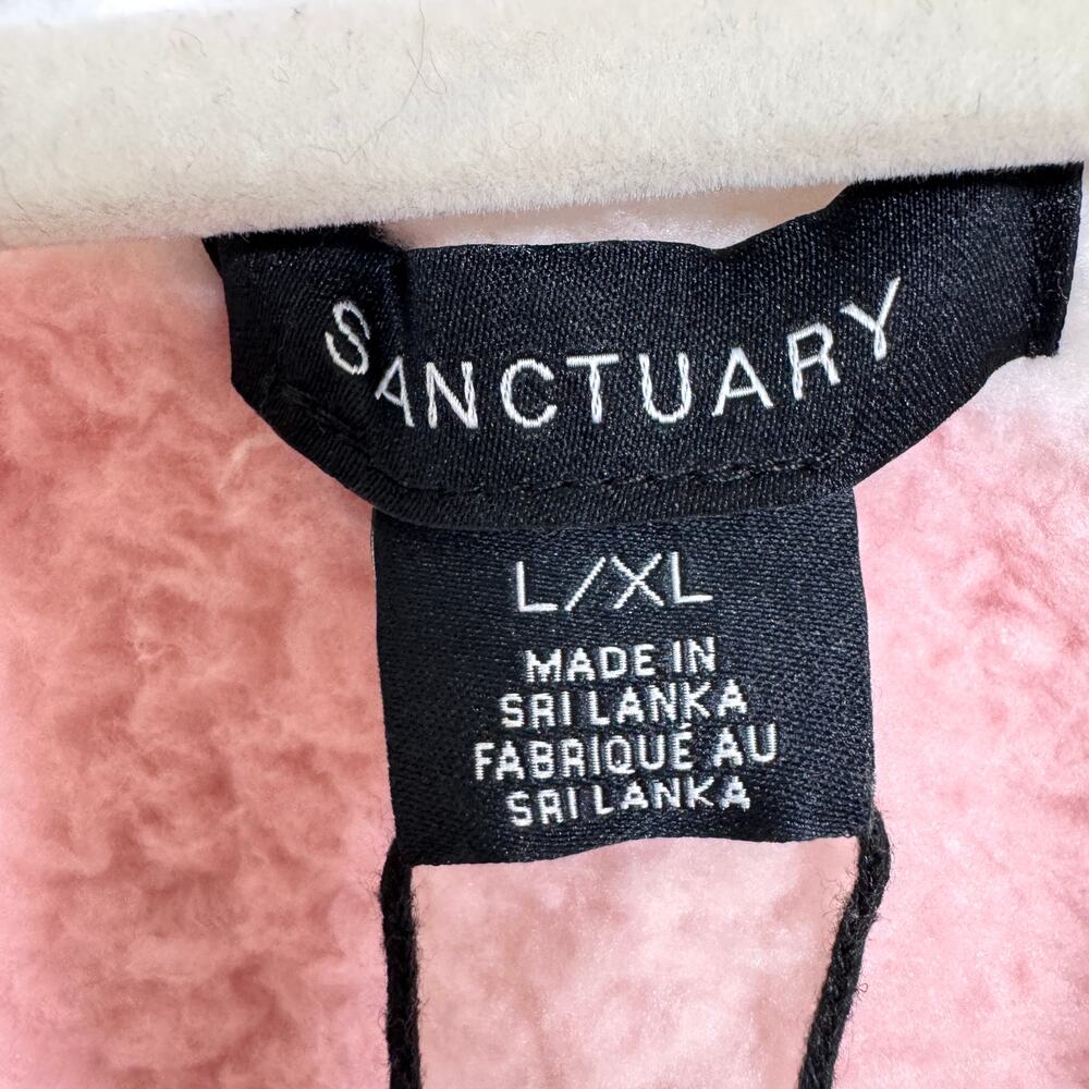 Sancturary Womens Shawl Collar Sherpa Robe Size L/XL Plush Checker Winter Pink - Picture 3 of 14